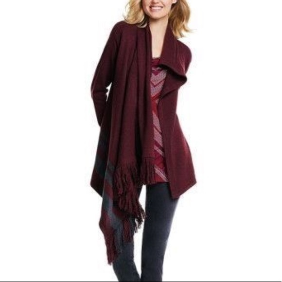 CAbi Sweaters - CAbi | Port Sweater Wrap Asymmetrical Knit Fringe